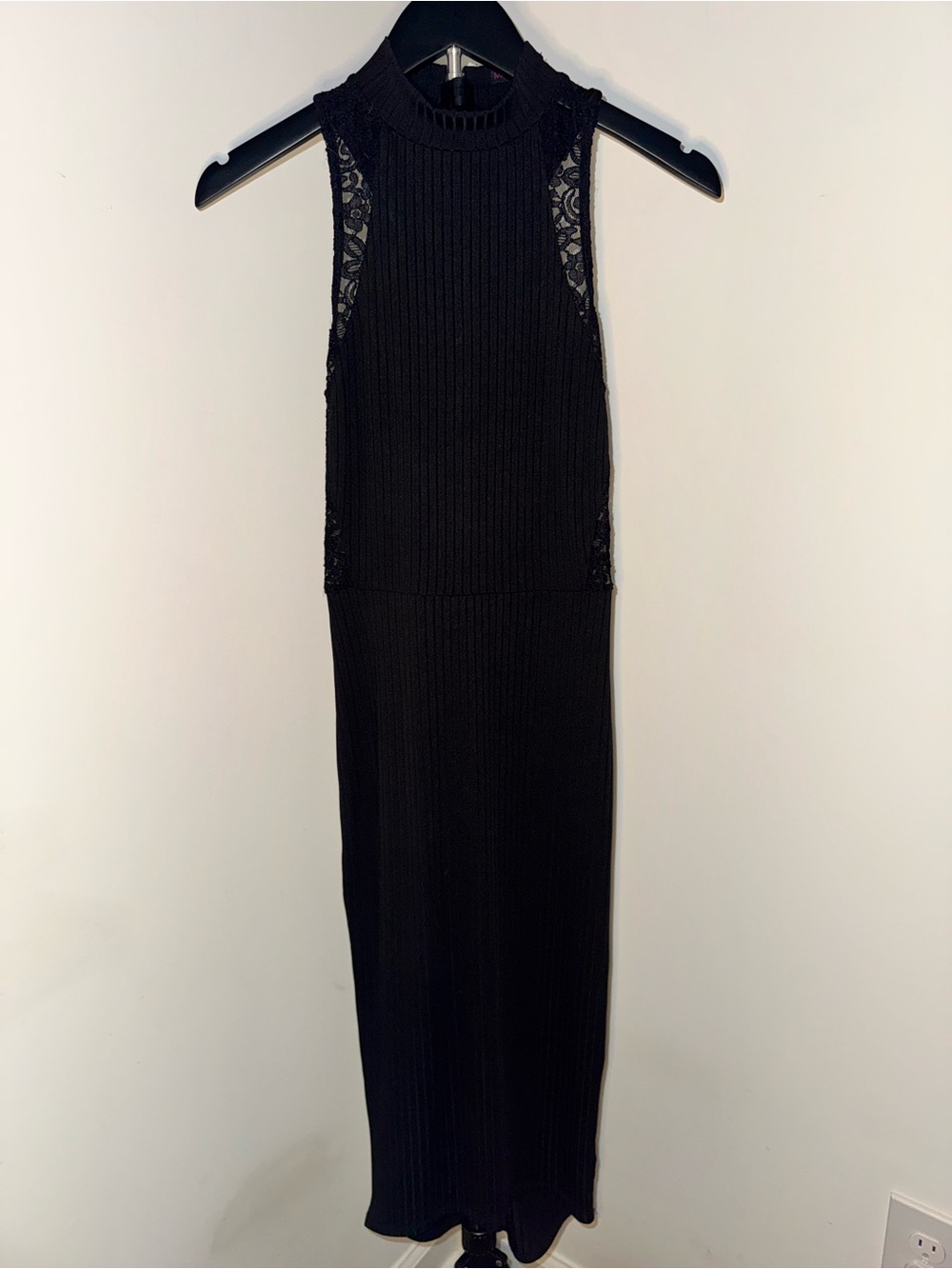 Material Girl Black Sleeveless Maxi Dress with Lace Insets